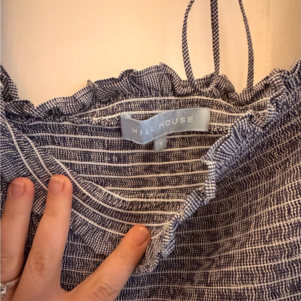 Hill House Navy Micro Gingham Nesli Nap Dress - S